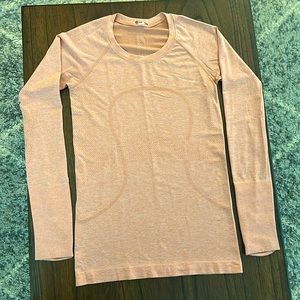 Lululemon “Like New” swiftly tech long sleeve, pink savannah, size 6